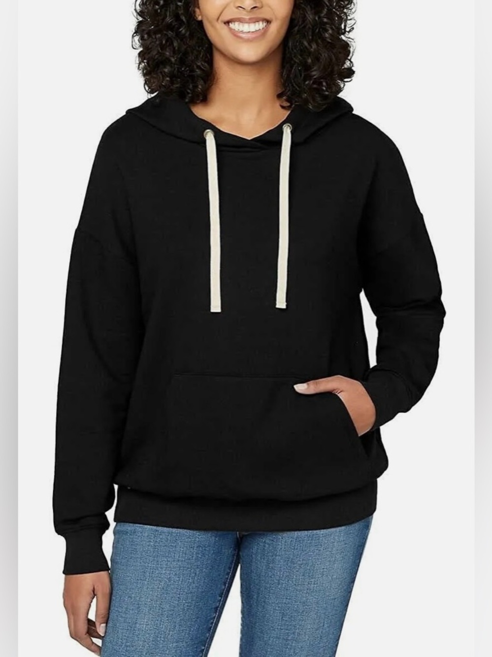 Buffalo David Bitton Black Pullover Hoodie with Cream Drawstrings